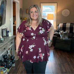 Torrid - Maroon & floral top